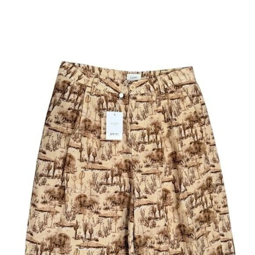 NEW Cami NYC Wide Leg Pants Cactus Desert Print Linen Blend Rylie Size 8 - Picture 3 of 7